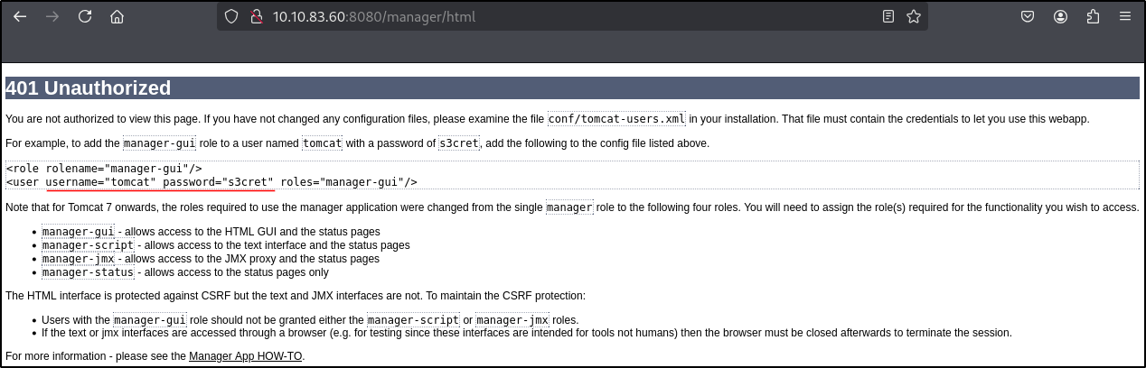 Tomcat Credentials
